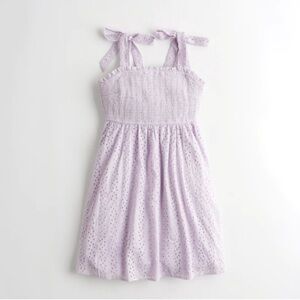Hollister Lilac Eyelet Tie Strap Dress
